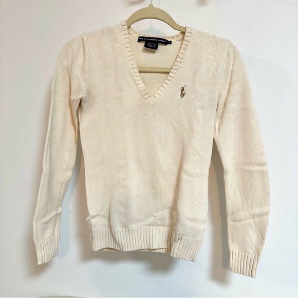 Ralph Lauren Cream V-Neck Sweater - Picture 1 of 4